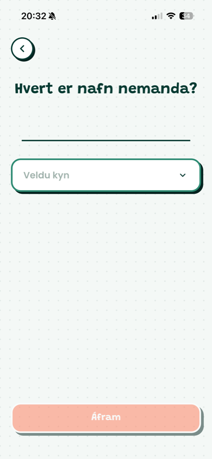 Skrá upplýsingar um barn 2