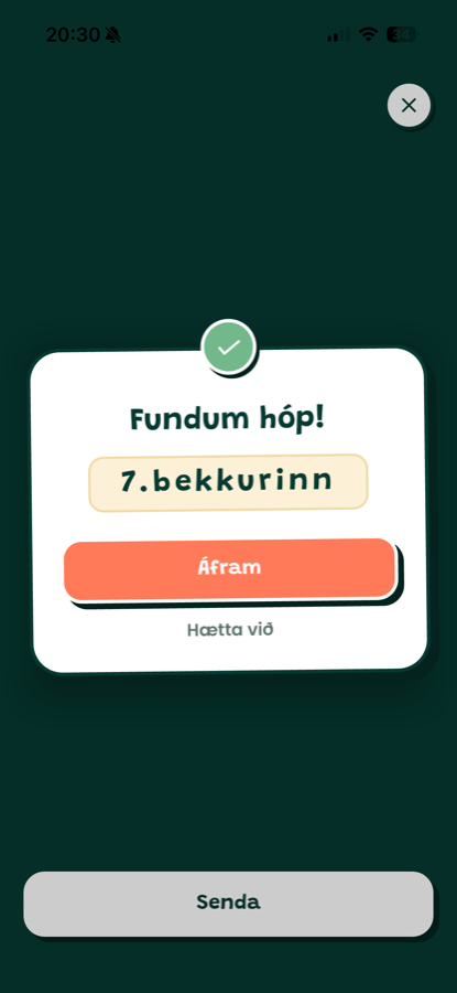 Slá inn kóða frá kennara 2