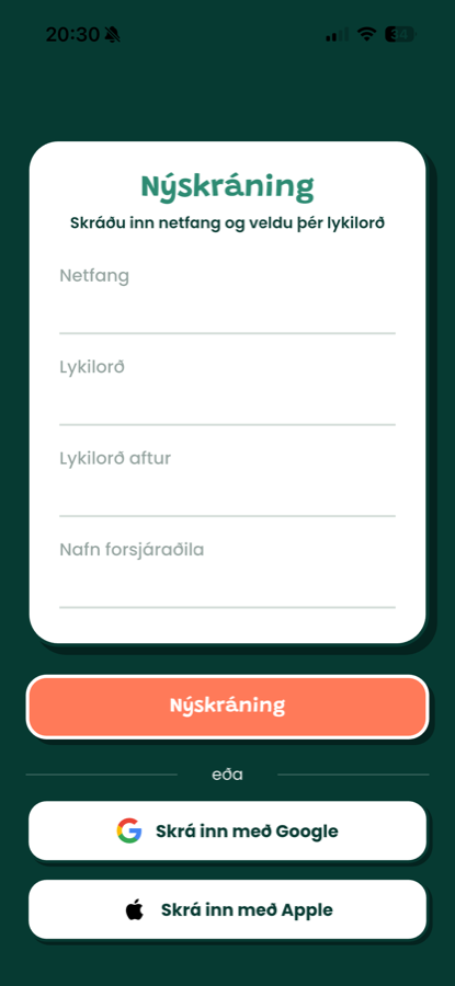 Nýskrá forráðamann 1